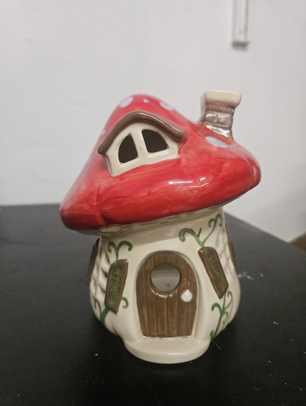 Ceramic Hand painted Mushroom Cottage whimsy forest theme For Tea light Candle